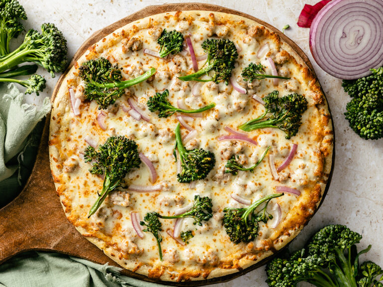 Broccolini & Red Onion Sausage Pizza Recipe Home Run Inn Pizza