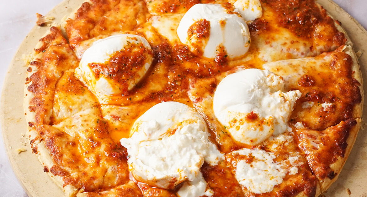 Burrata & Sun-Dried Tomato Pesto Pizza Recipe | Home Run Inn Pizza