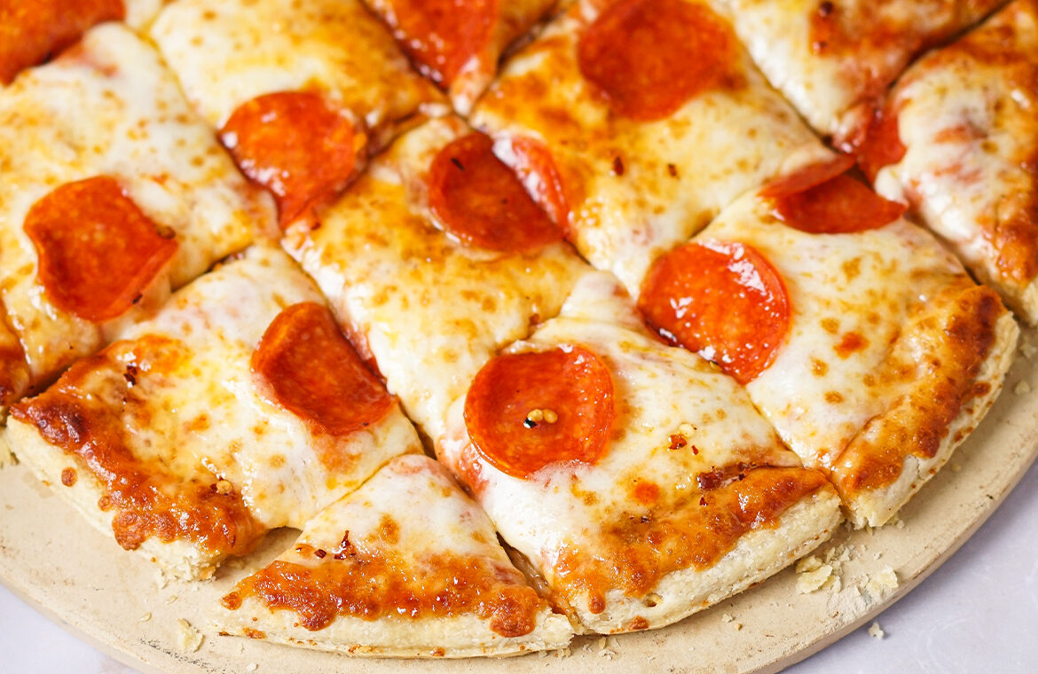 Pepperoni pizza topped with hot honey