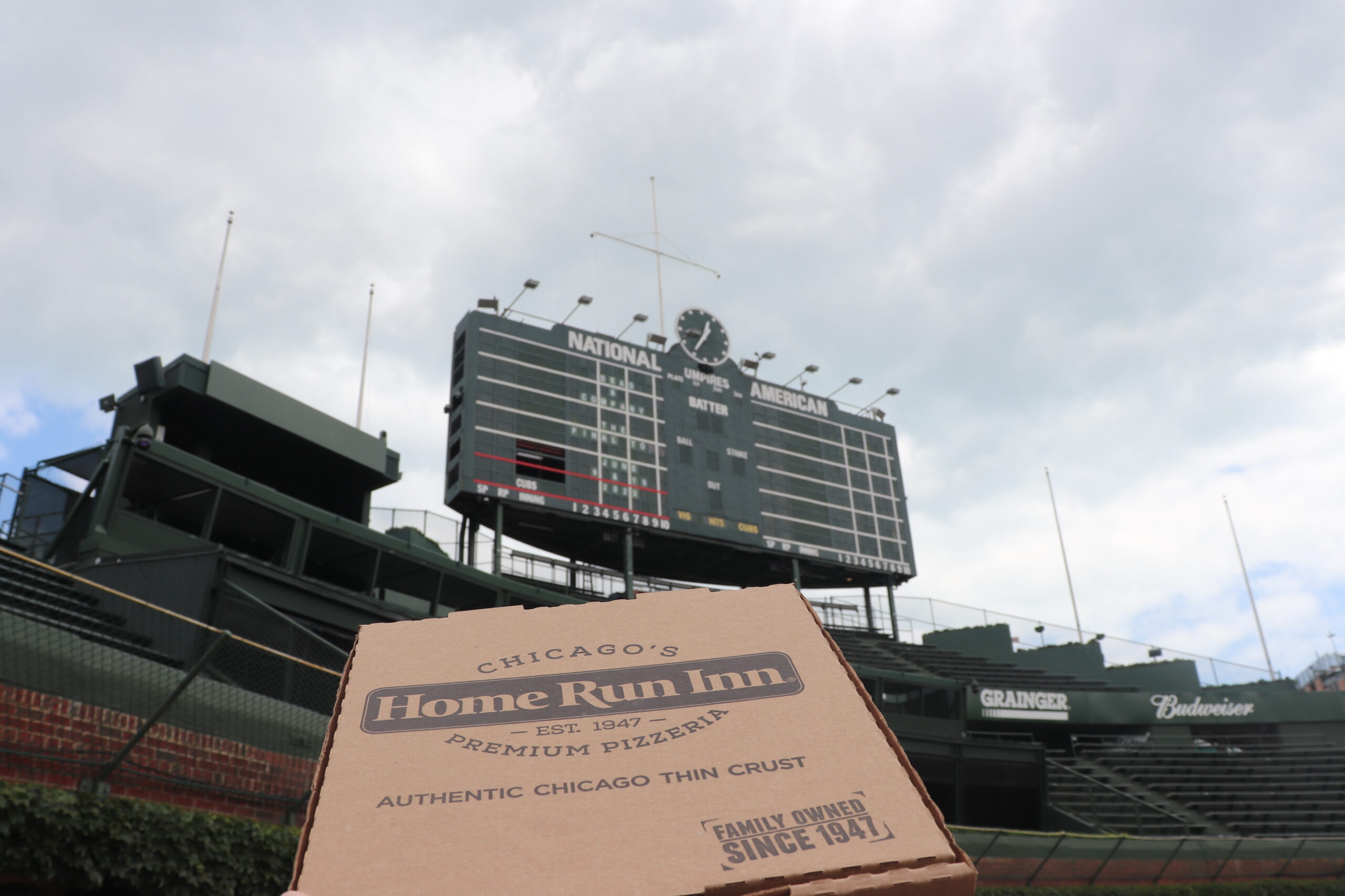 home run inn pizza box at the cubs ballpark