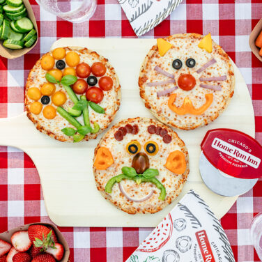 6 Inch pizzas decorated with a variety of toppings