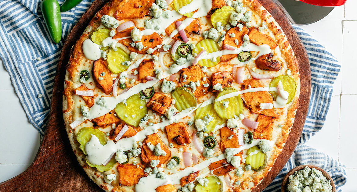 Buffalo Chicken Pickle Pizza Recipe | Home Run Inn Pizza