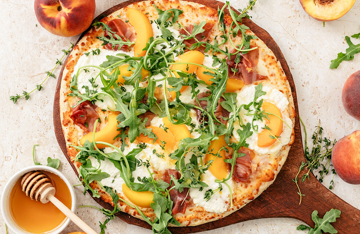 Baked home run inn pizza topped with recipe ingredients