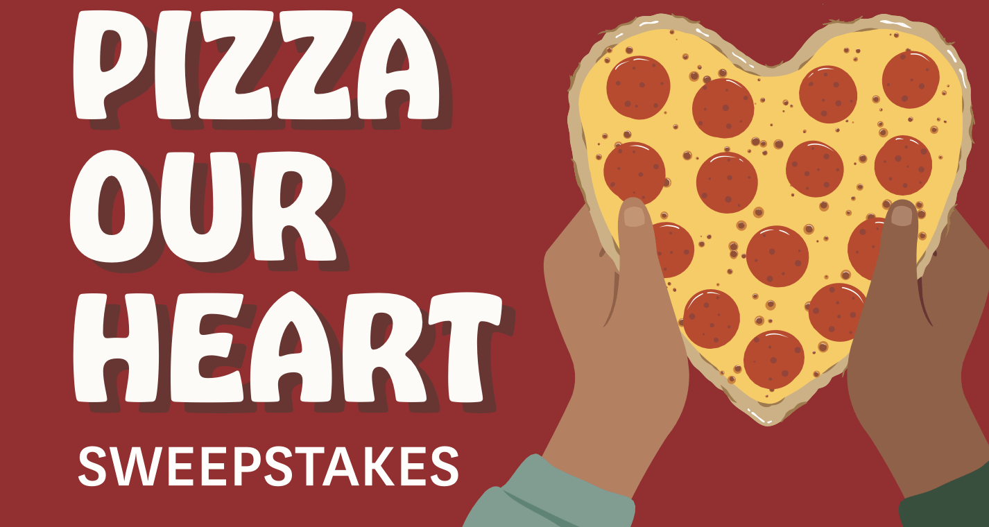 pizza our heart sweeps art two hands holding heart pizza