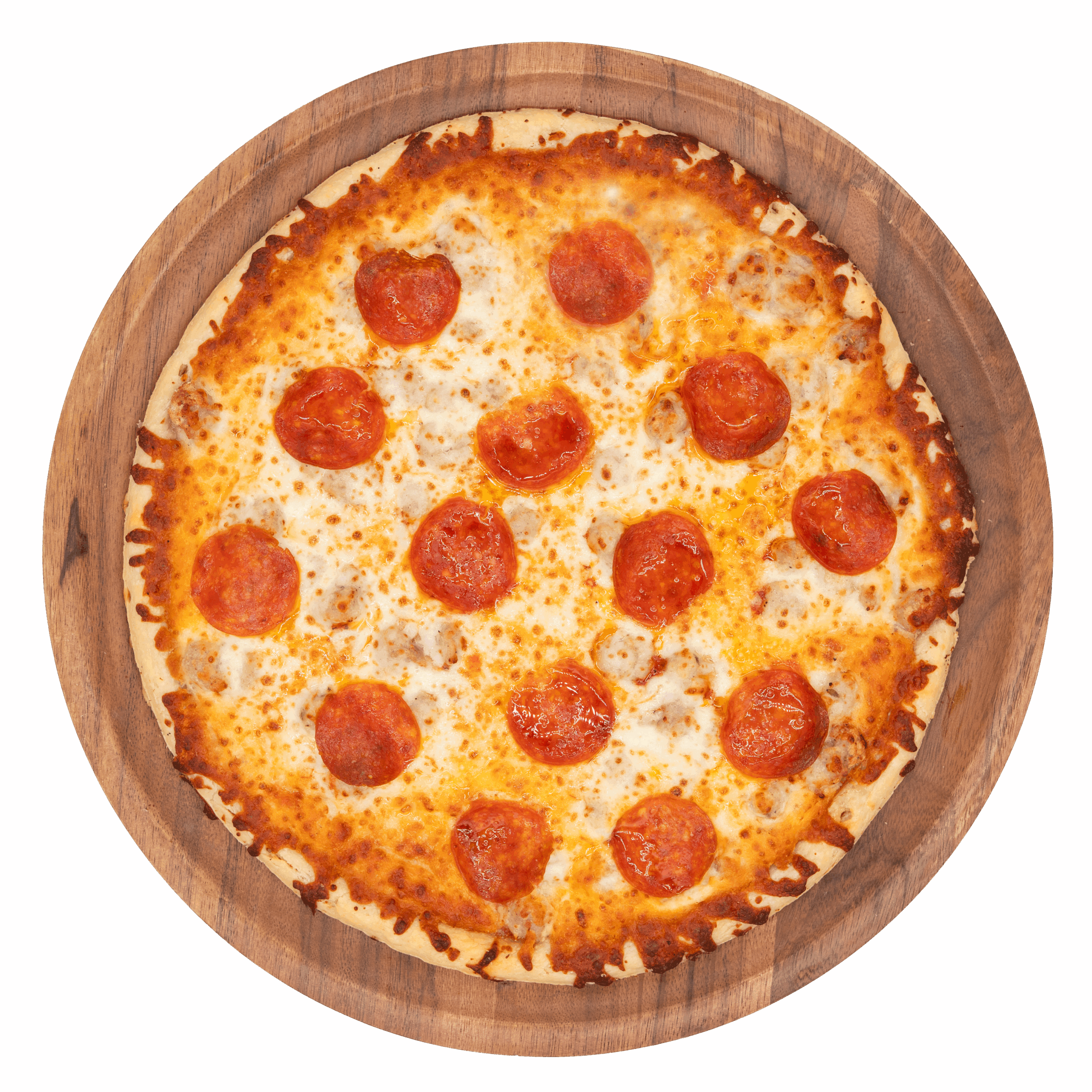 Sausage Pepperoni Pizza top down