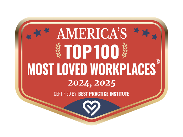Logo for America's top 100 most loved workplace for 2024 and 2025