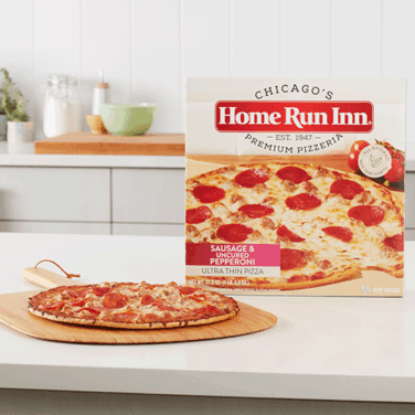 ultra thin sausage & uncured pepperoni pizza and frozen box